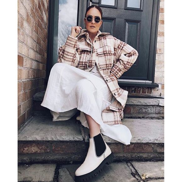 Shacket Jacket Coat Wool Blend NWT Check - Picture 3 of 15